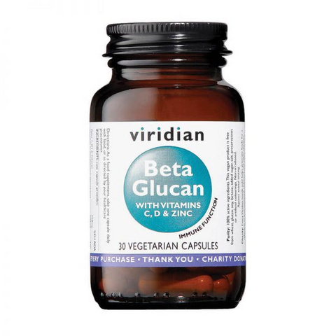 Beta glukan z vitaminoma C, D in cinkom 30 kapsul, Viridian