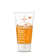 Kids 2v1 gel za prhanje in šampon sočna pomaranča 150 ml, Weleda