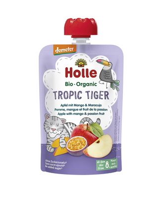 Holle sadni pire TIGER, jabolko, mango & marakuja po 8. mesecu, 100g, BIO-DEMETER