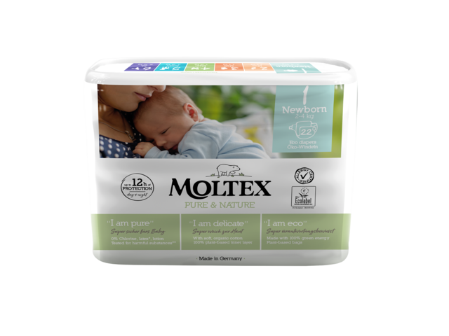 Picture of Moltex Pure & Nature newborn otroške  pleničke 2-5 kg, 22 kos