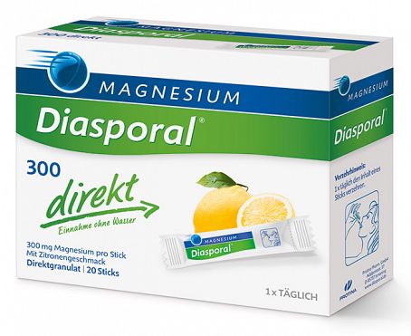 Magnesium Diasporal 300 direkt 20 vrečk, limona