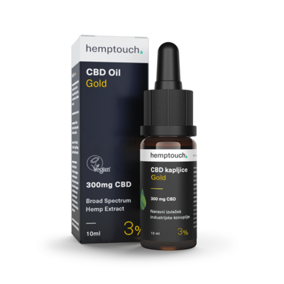 CBD kapljice Gold 300 mg CBD (3%) 10 ml, Hemptouch