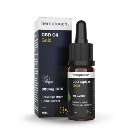 CBD kapljice Gold 300 mg CBD (3%) 10 ml, Hemptouch