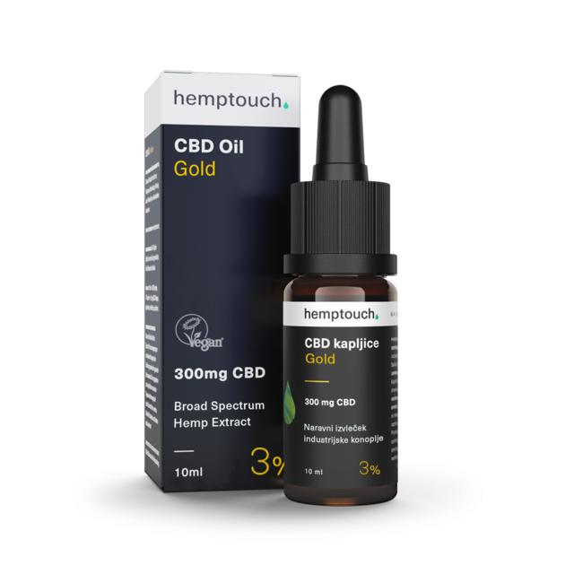 Picture of CBD kapljice Gold 300 mg CBD (3%) 10 ml, Hemptouch