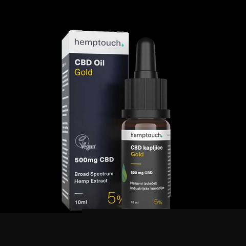 CBD kapljice Gold 500 mg CBD (5%) 10 ml, Hemptouch
