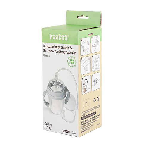 Komplet silikonska steklenička za dojenčke 3. generacije 250 ml in silikonska cevka za hranjenje