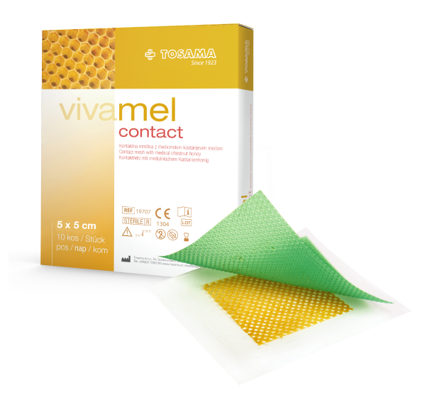Picture of Vivamel CONTACT, kontaktna mrežica z medicinskim kostanjevim medom, sterilna, 1 kos