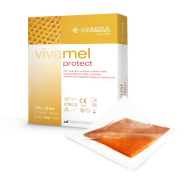 Vivamel PROTECT, PU pena z medicinskim kostanjevim medom 10 x 10 cm, sterilna, 1 kos
