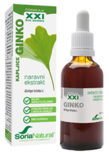Ginko ekstrat brezalkoholne kapljice XXI 50 ml, Soria