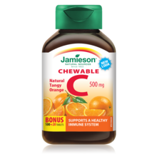 Jamieson Vitamin C 500 mg, žvečljive tablete  z okusom pomaranče, 120 tbl