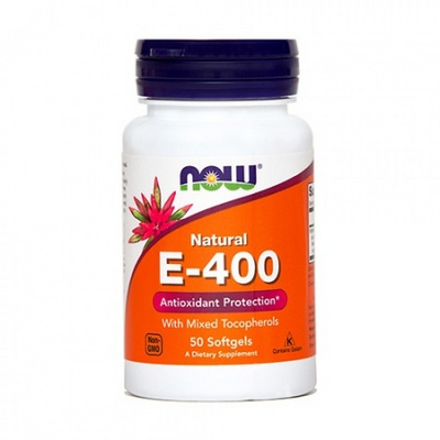 Vitamin E 50 mehkih kapsul, NOW