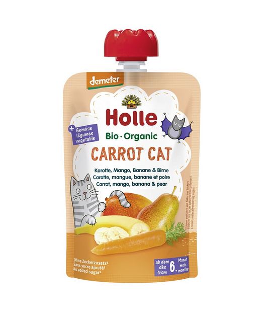 Picture of Holle sadni pire korenček MAČEK, korenček, mango, banana & hruška po 6. mesecu, 100g, BIO-DEMETER